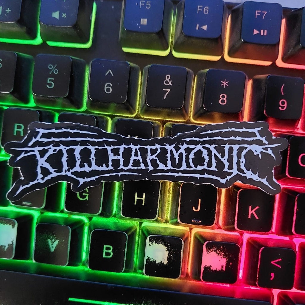 

Sticker KILLHARMONIC - Stiker band Death metal Indonesia - extreme metal - stiker vinyl hp laptop helm anti air