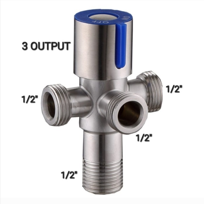 [ MY ] Kran Shower Cabang 4 SN Doff / Kran Shower Tee Cabang 4 ( 1 Inlet + 3 Outlet )