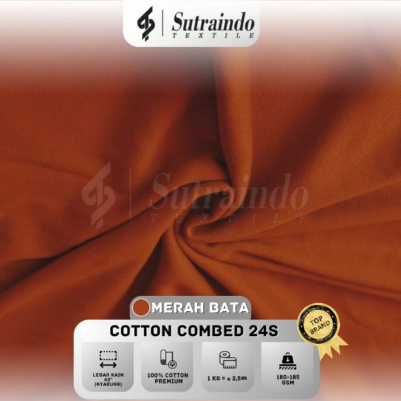 KAIN COTTON COMBED 24S (MERAH BATA) PER 0.5 KG