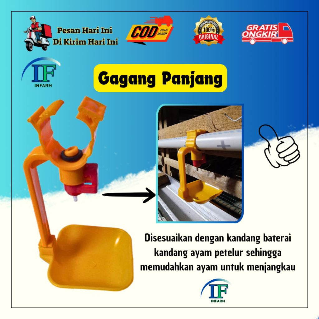 Nipel Nepel Ayam Petelur broiler Pipa 1/2 Nipel Puyuh 360 Nipel 360 Gagang Panjang INNFARM