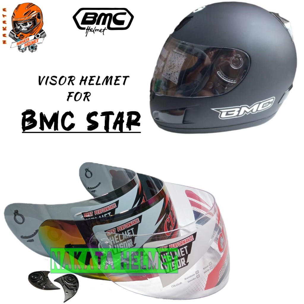 Kaca helm BMC STAR visor helmet bmc blade star pelangi bening hitam