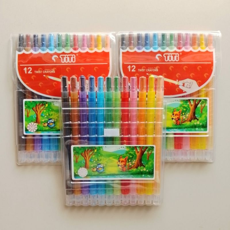 

tyvf Crayon Putar Twist Crayon Titi 12 Warna Panjang ( Set ) [ Orinal ]