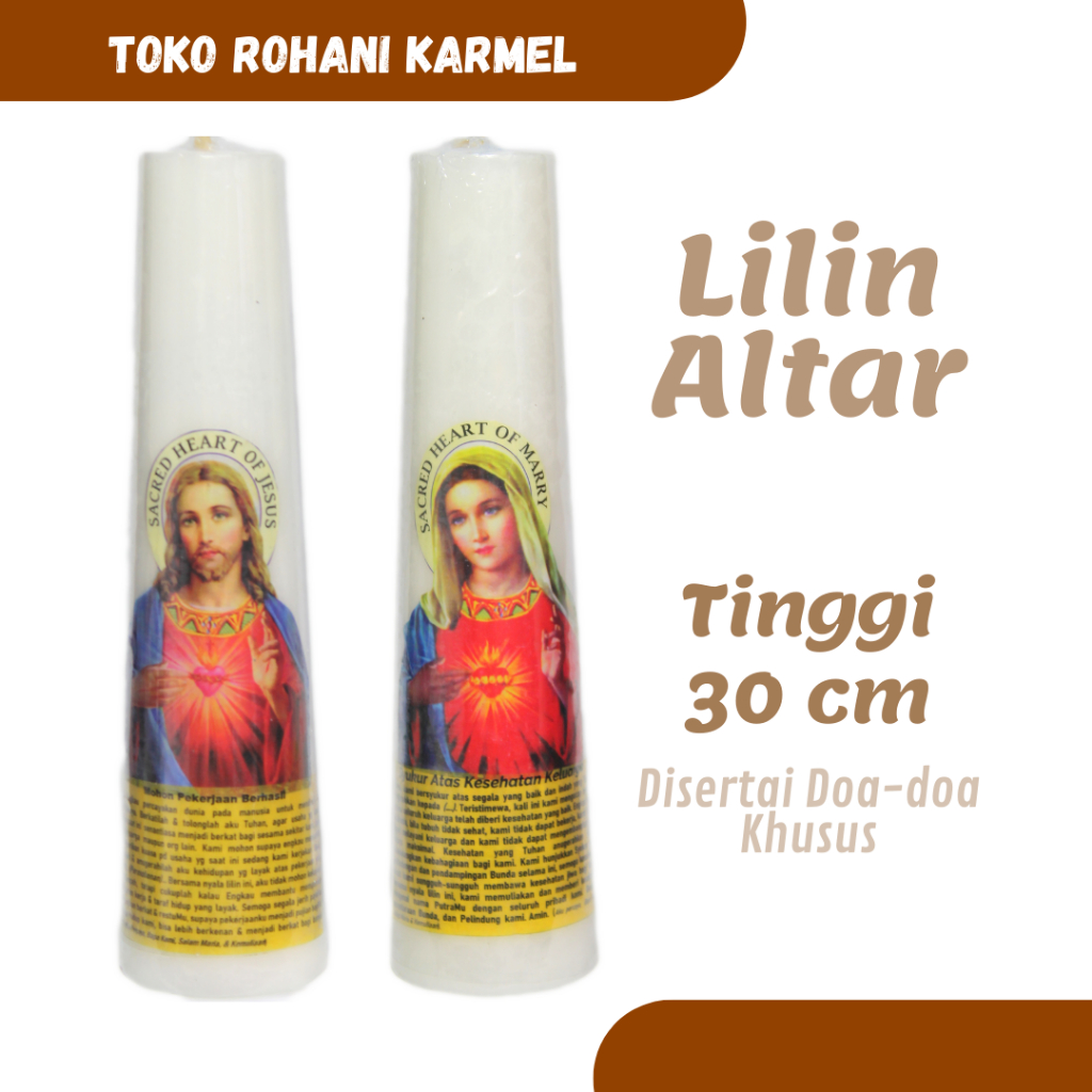 LILIN DOA KATOLIK 30 CM / LILIN ALTAR / LILIN DOA BESAR / LILIN BERGAMBAR / LILIN ROHANI