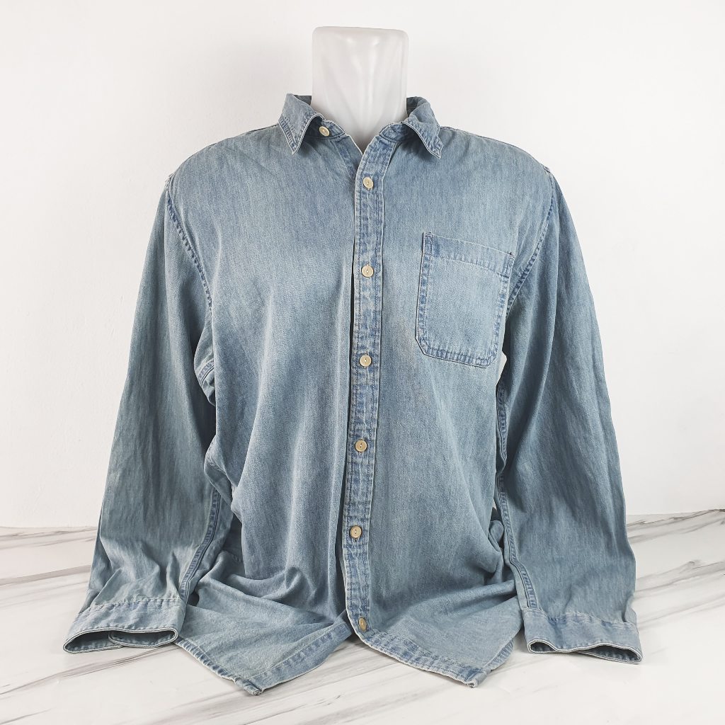 Baju Kemeja QUIKSILVER Denim - Size XXL - Lebar Dada 60 cm - Original 100%