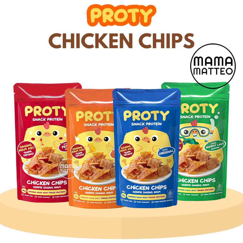 

PROTY Chicken Chips 18gr / Keripik Snack Cemilan Ayam Rasa Original Keju Seaweed Spicy / BANDUNG