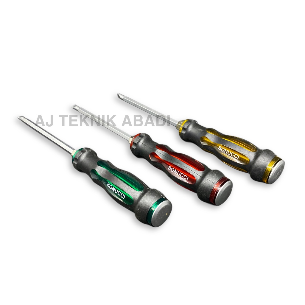Obeng BB Tembus Bonucci gagang karet - Obeng Bolak Balik min / plus 5”