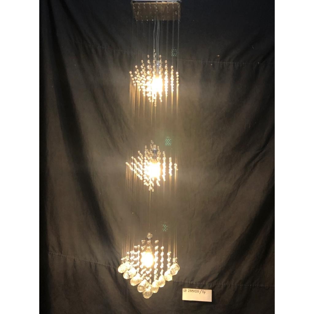 Lampu plafon hias kristal void tangga raindrop kotak dadu 2315120