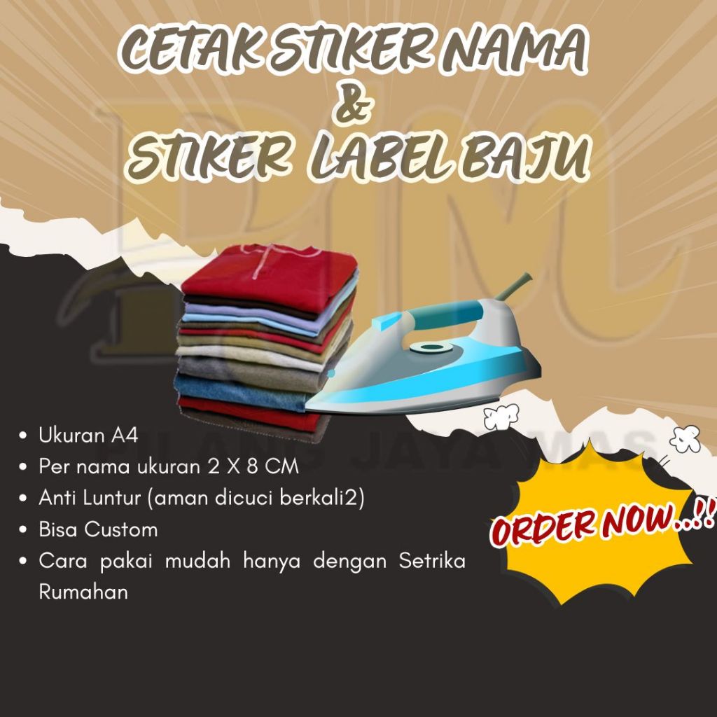 

Cetak Stiker Nama / Stiker Label Baju / Stiker Dtf / Sablon Setrika Dtf