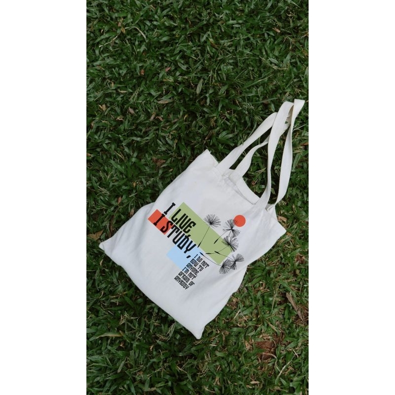 Totebag canvas custom , sablon totebag godie bag full warna , premium custom