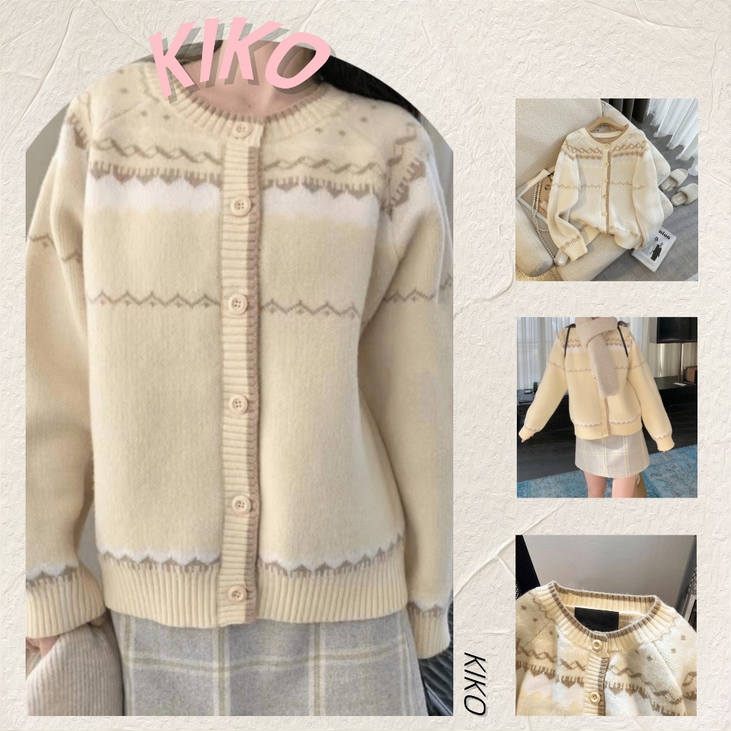 KIKO Cardigan Wanita Oversize Sweater Kardigan Outher Big Size Korean Style  Cardigan Wanita