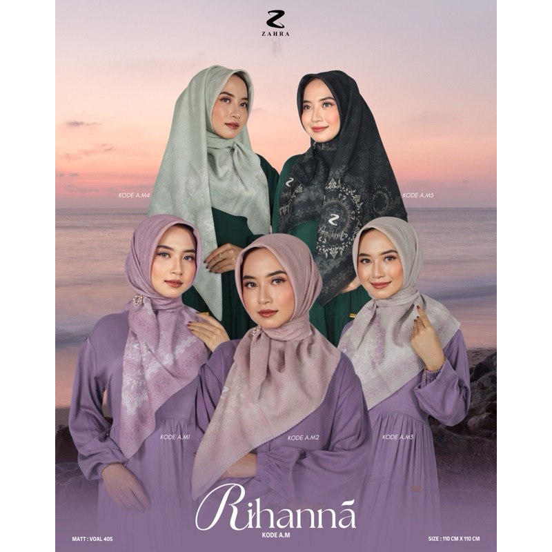 Zahra Hijab - Rihanna Series (Segi Empat  Motif) Hijab Seragam