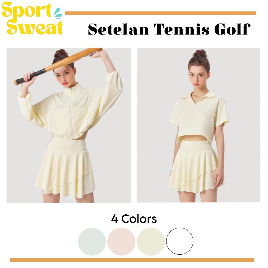 SPORT.SWEAT - Veni SET Tennis - POLO SHIRT + JACKET + SKORT - Setelan Tennis Golf Olahraga Wanita