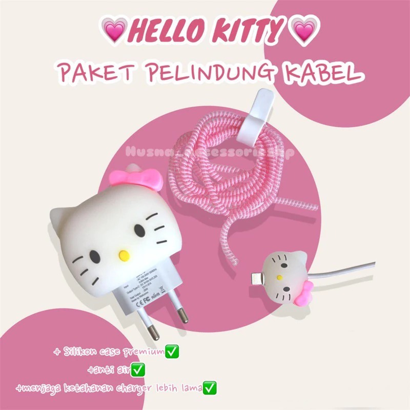 1 SET Cable Bite Set Paket Cover Pelindung Kepala & Kabel Charger Spiral / Cable Set Protector - Com