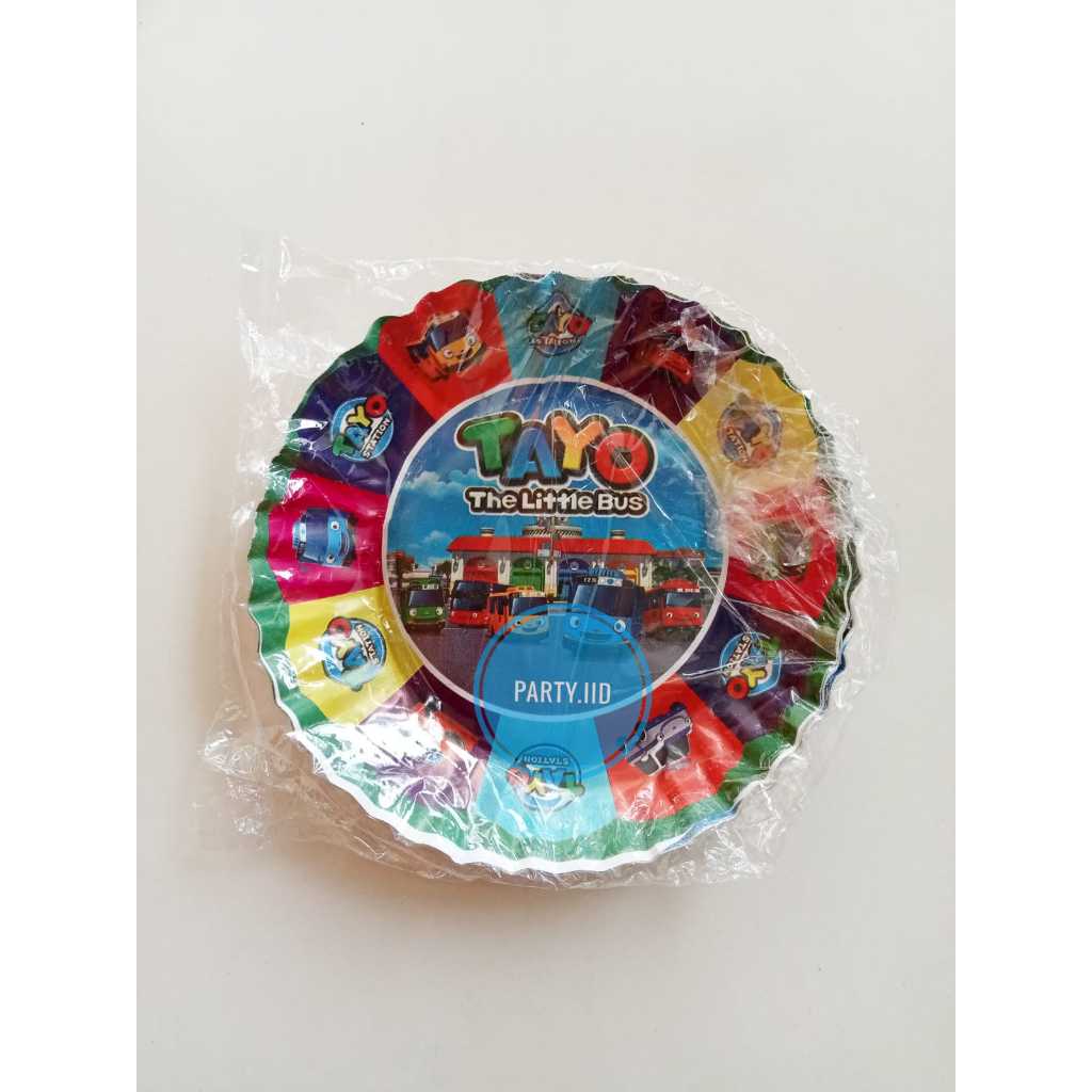 Piring Kue Ultah Karakter Tayo / Piring HBD / piring motif bulat (10 Lembar)