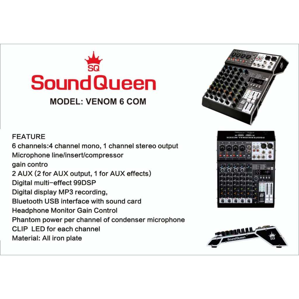 Mixer SoundQueen Venom 6/ Venom6 - 6 Channel