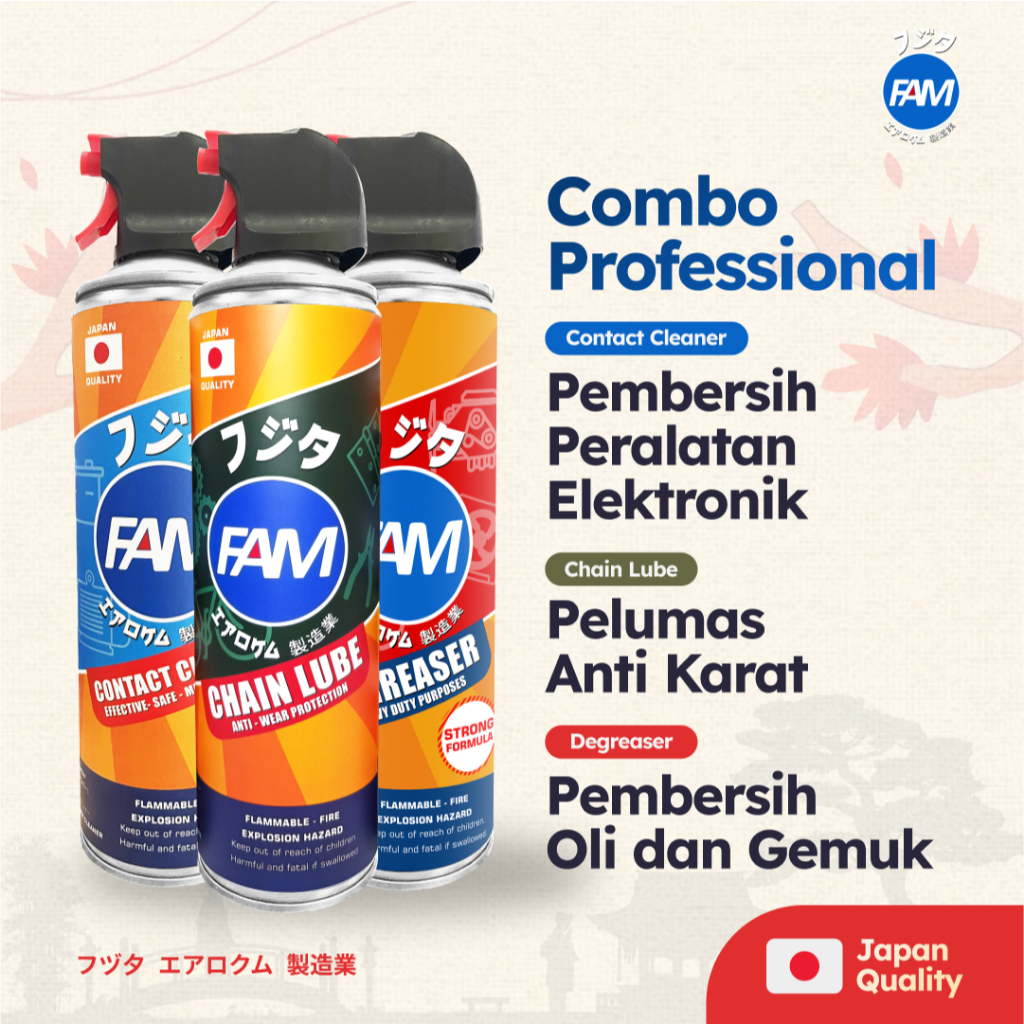 Bundle FAM Contact Cleaner CC301 & FAM Chain Lube CL401 & FAM Degreaser DG701 500ML