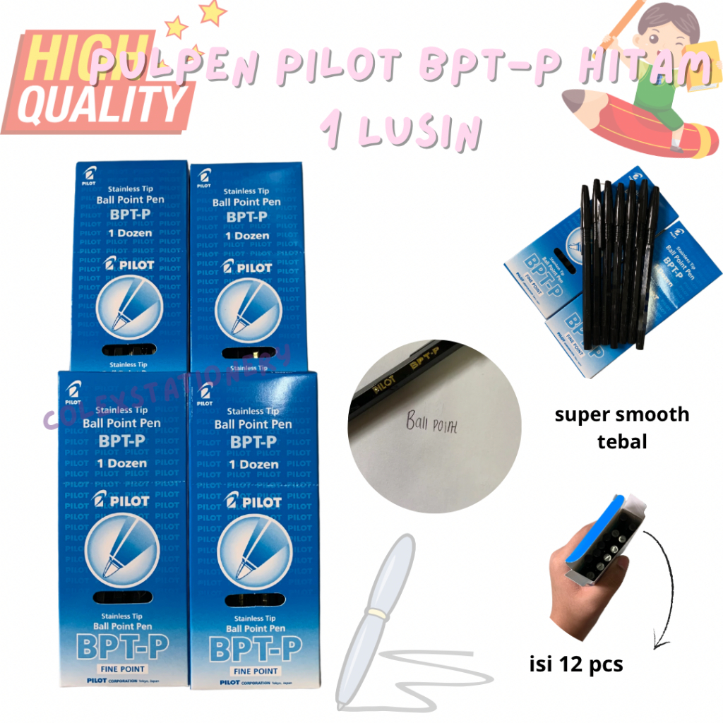 

Pulpen Pilot BPT-P Fine Point / Ballpoint Pilot Bptp 0.7 Tinta Warna Hitam Murah Isi 1 Lusin (12 Pcs)