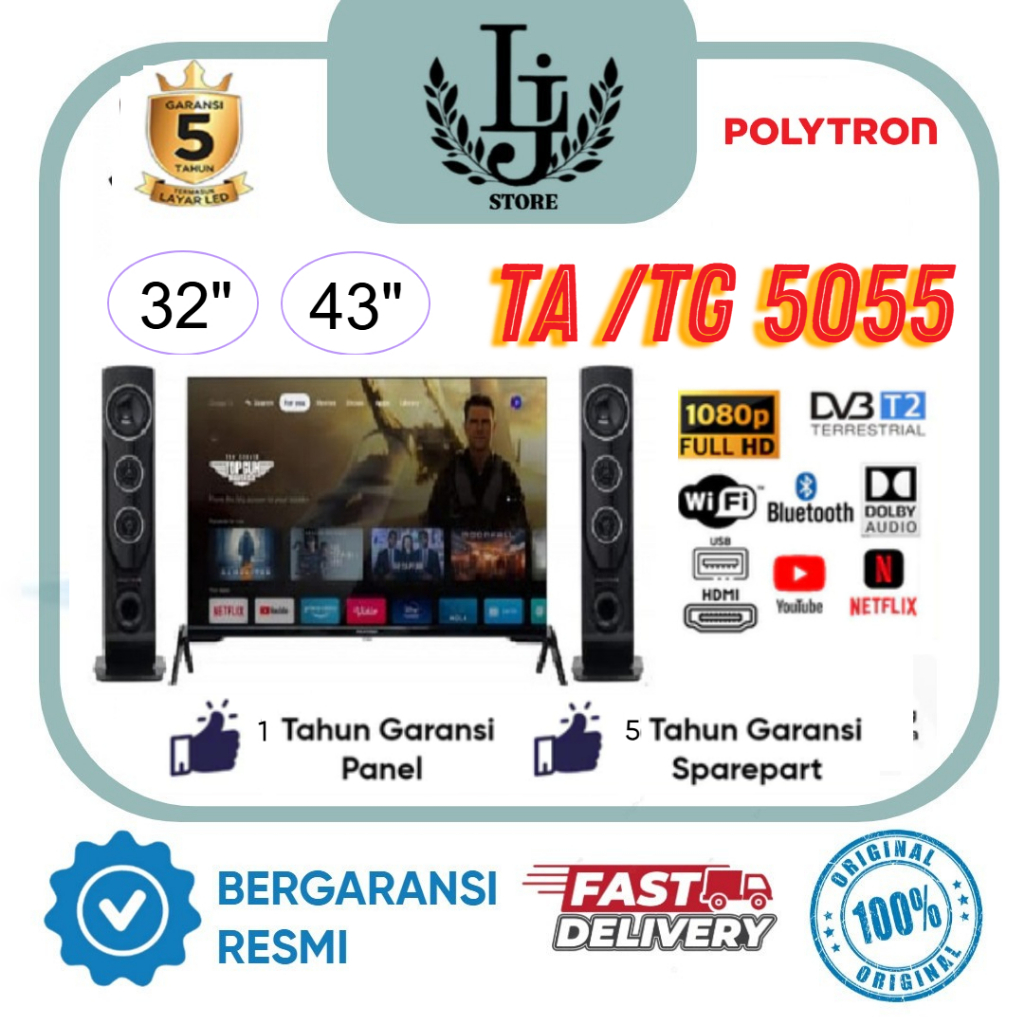 TV LED Polytron 32TG9055 / 43TA5055 LED Polytron 32Inch / 43 Inch Android TV Polytron