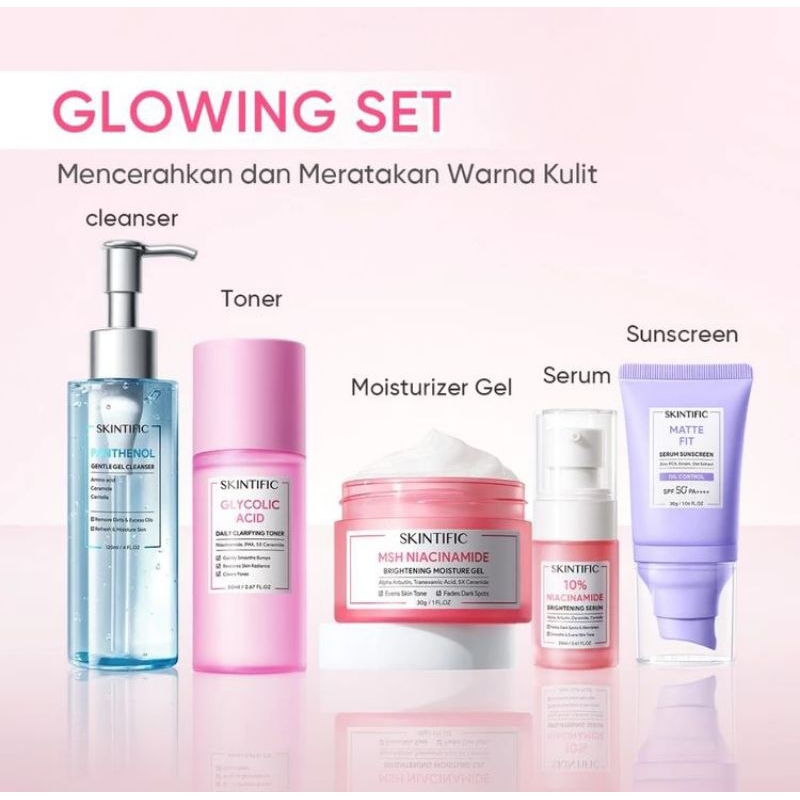 SKINTIFIC GLOWING SET SKINCARE BUNDLING 5IN1