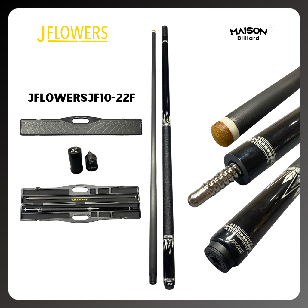 JFlower Stick Billiard JF10-22F Carbon Stik Billiard Ukuran Tip 12,5mm - Ferrule Putih Brown Layer M