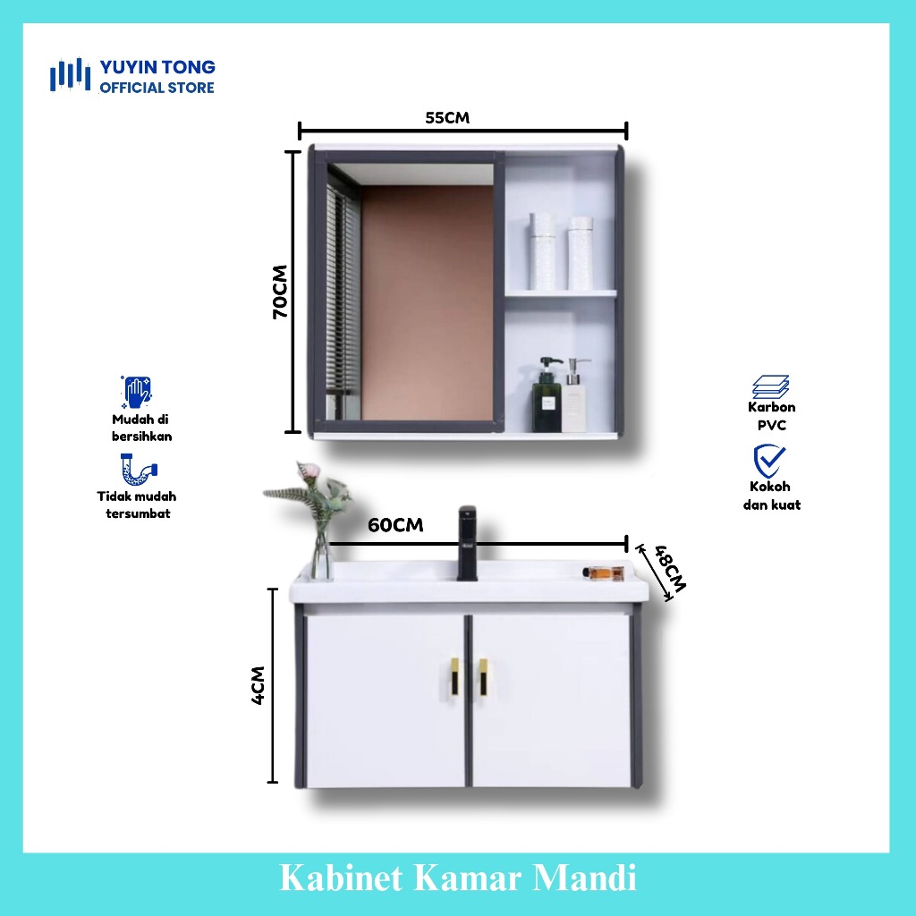 BEBAS ONGKIR kabinet kamar mandi 60CM - PVC wastafel kabinet cabinet kamar mandi