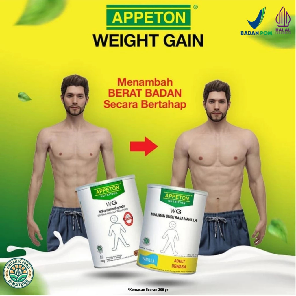 

SUSU APPETON WG - SUSU PENGGEMUK BADAN TINGGI PROTEIN