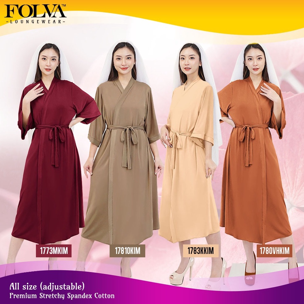 KODE C76T FOLVA Kimono Bridesmaid Baju Tidur Kimono wanita 34 robe spandex all size