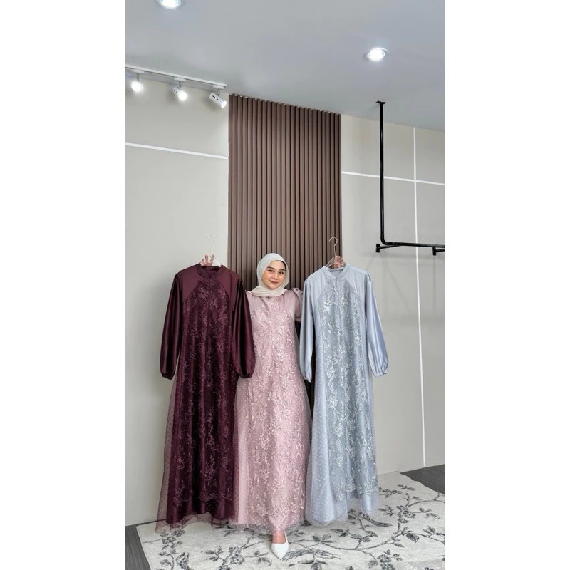 NALA DRESS SILK MIX TILLE + BRUKAT BAJU PENGANTAR PENGANTIN WANITA BRIDESMAID PAKAIAN WANITA BAJU MU