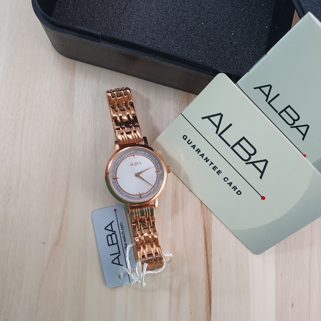 Jam Tangan Wanita Alba Tali Rantai Stainless Steel Anti Air Anti Karat Original Bergaransi 1 Tahun R