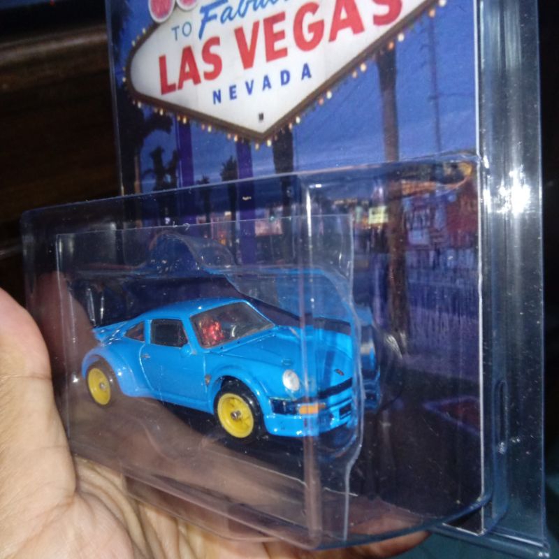 Custom Card Las Vegas RWB Porsche 934 Turbo RSR Blue Rubber Tires Free Protector Hw Hot Wheels Hotwh