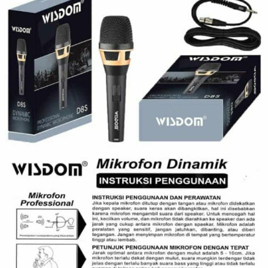 MICROPHONE WISDOM D8S / D 8S / D8 S - MIC KABEL DYNAMIC ORIGINAL