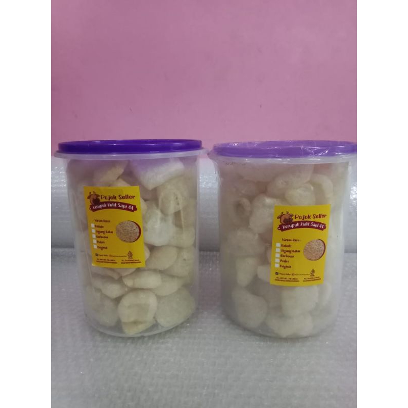 

Kerupuk Kulit Sapi beli 1 dapat 2 Toples ukuran Toples 4 liter bisa request rasa,original,pedas,balado dan jagung bakar