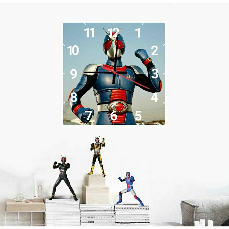 Jam dinding Kamen Rider RX/Black Rx/Bio/Robo