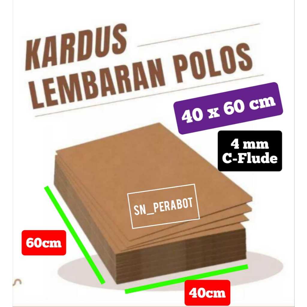 

C-FLUDE 4 MM 40x60CM / 60x40 cm Kardus Karton Lembaran 40 x 60 cm Sheet Single Wall Corrugated C FLUDE 4MM