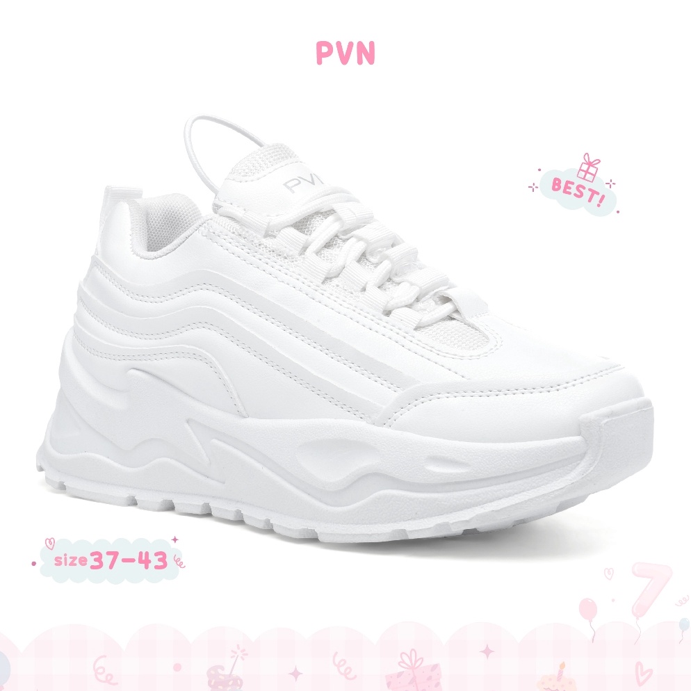 SALETERBATAS PVN Taecyeon Sepatu Sneakers Wanita Putih Hitam Krem Kasual Sport Shoes White Black 234