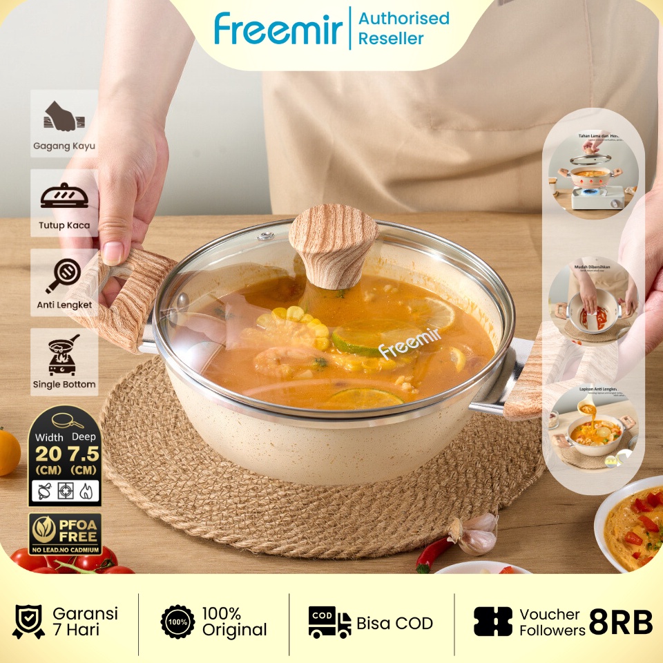 Terbatas SPECIAL GRATIS PIRING 4PCS  freemir Wajan Panci 2 Cm Premium Anti Lengket Multifungsi  Tutu