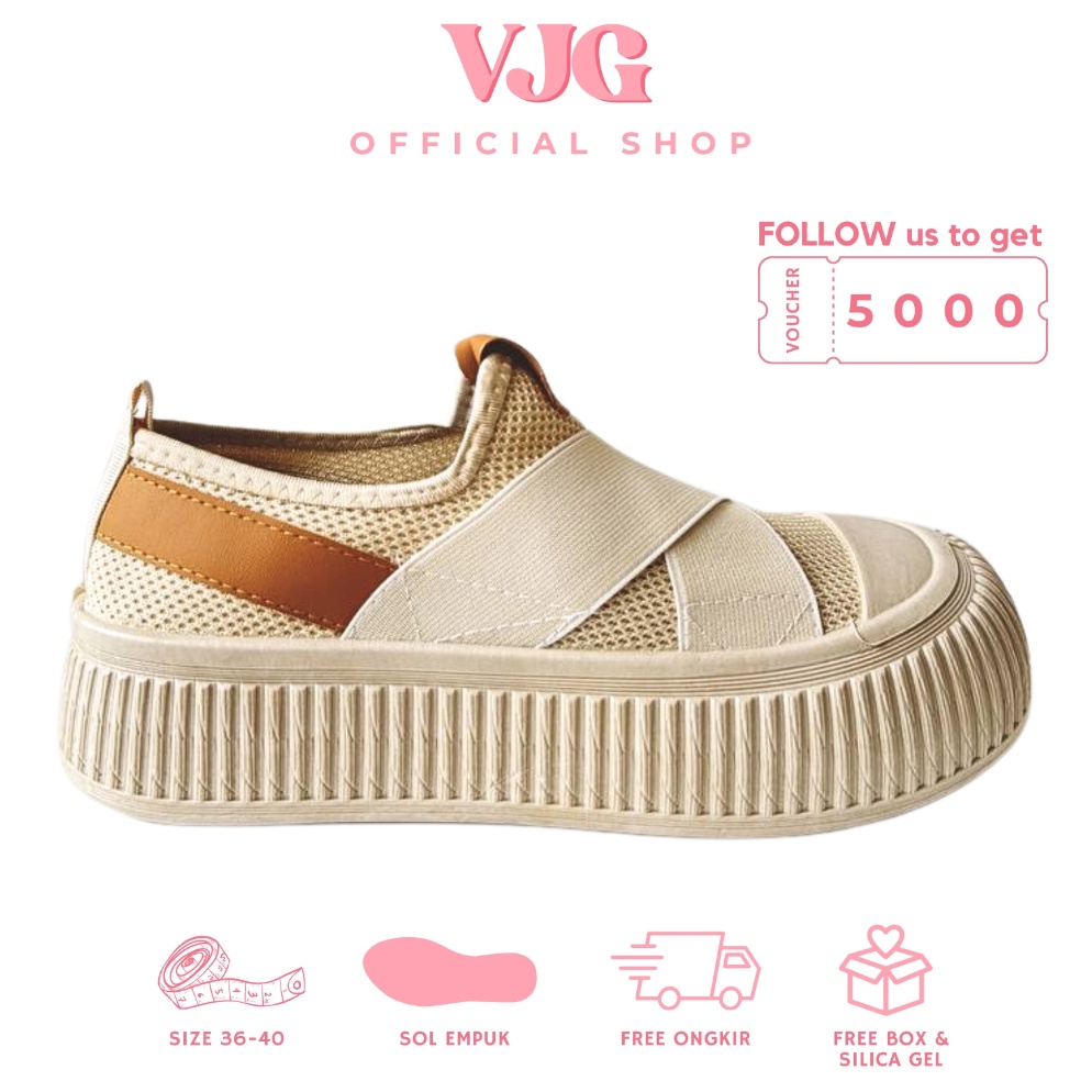 LANGSUNGORDER VJG  Chaewon Sepatu Wanita Slip On Casual  Sepatu Hitam Wanita  Sepatu Putih Wanita  S