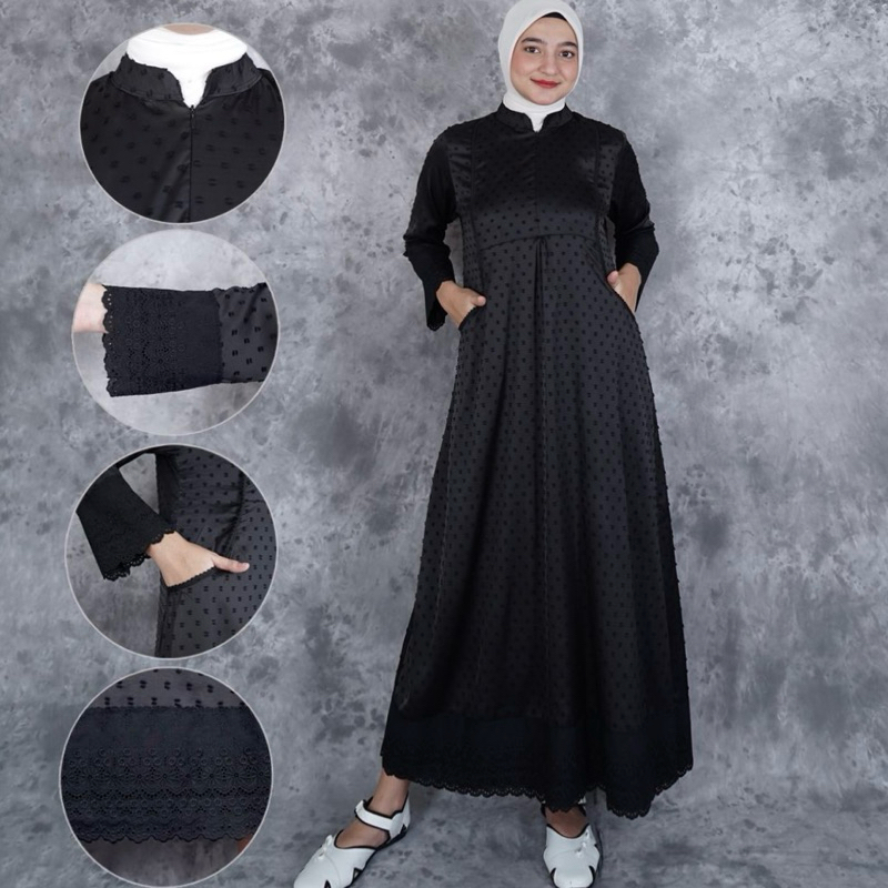 Gamis Ihrom Wanita Semi Sutera Hitam