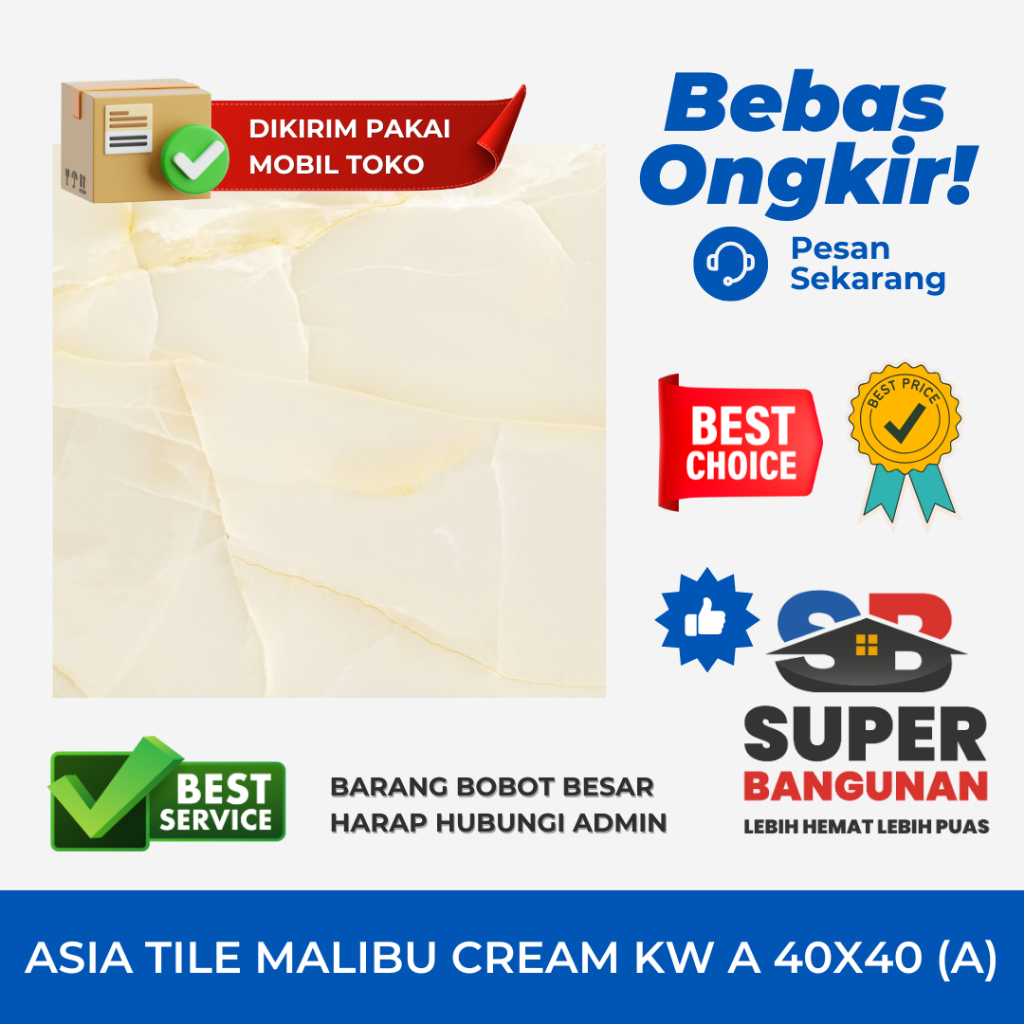 KERAMIK ASIA TILE MALIBU CREAM KW A 40X40 (A) DUS