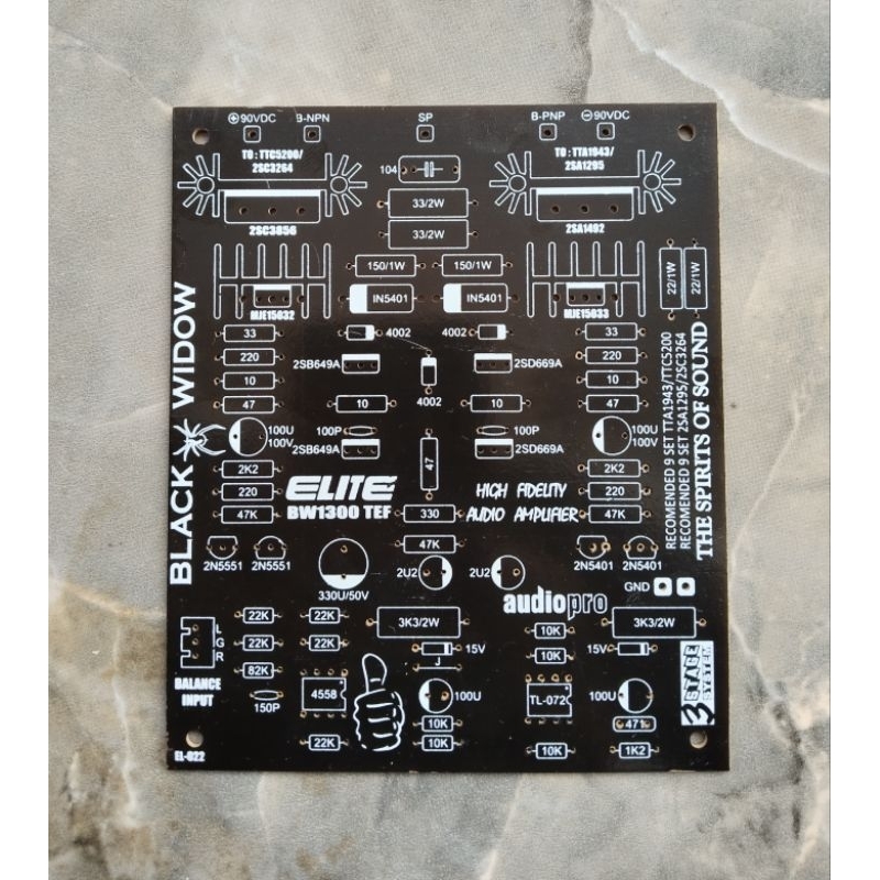 PCB Black Widow 1300W 3 Tingkat Power Amplifier Input Balance PA-058 Elite