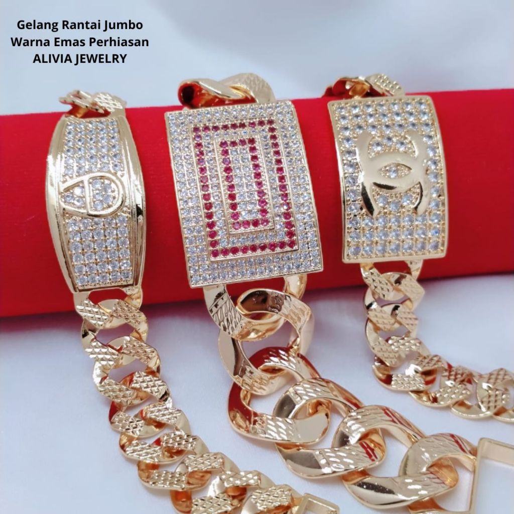 Gelang Jumbo Titanium Wanita Perhiasan Tembaga Lapis Emas Terlaris Tidak Mudah Luntur G1-G.JUMBO