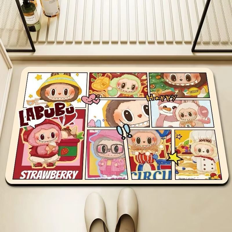 keset kaki labubu 3d Keset Kaki Anti Slip Motif Batu & Kaki / Bahan Memory Foam Menyerap / Keset Kam