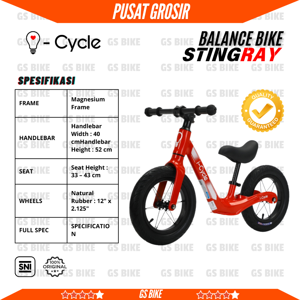 BALANCE BIKE SEPEDA ANAK I-CYCLE ASSAULT / STINGRAY BALANCE BIKE ORIGINAL