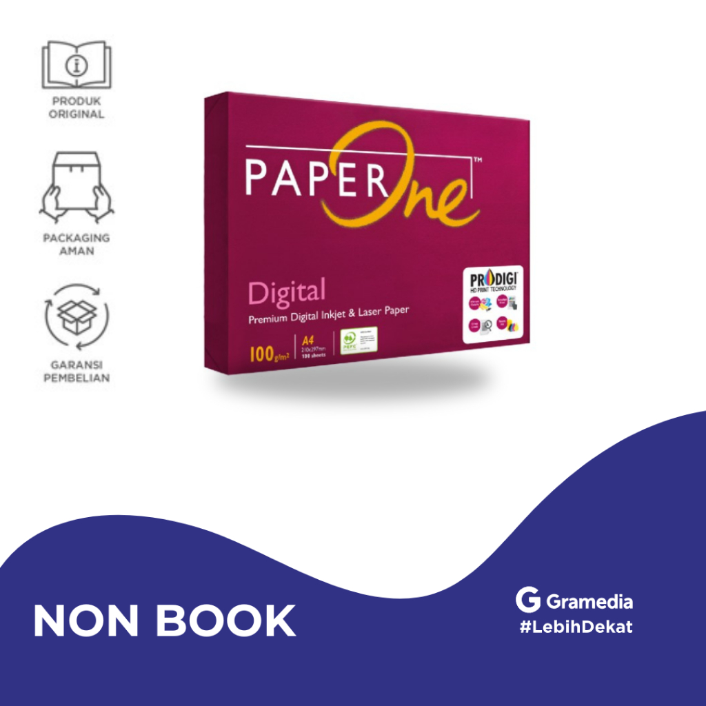 

PaperOne Kertas A4 100gr Digital Retail Pack (100 lembar) Kertas HVS - Gramedia Jember