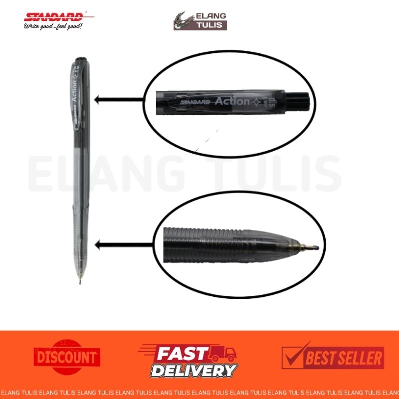 

1 Pcs Standard Pulpen Action 0.5 mm Black | Ballpoint | Pena