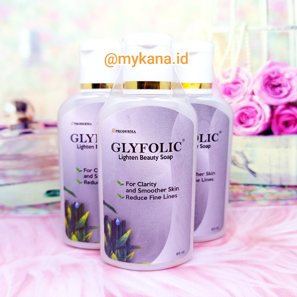 Glyfolic 100ml Lighten Beauty Soap 60 ml AHA Glycolic Acid Whitening Flek Anti Aging Travel Size