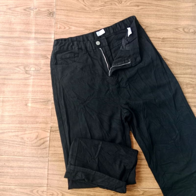 celana panjang jeans denim pria hitam highwash gober