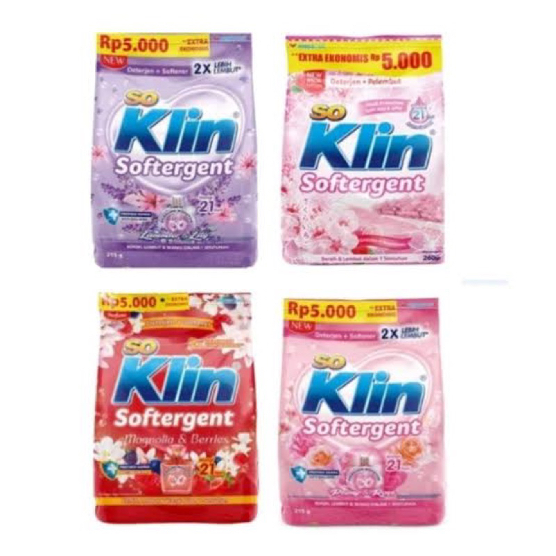 so klin detergen softener 215g - so klin detergen bubuk - so klin softergen - soklin softergen