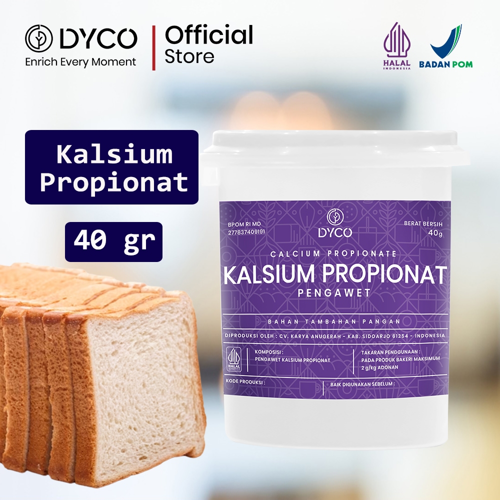 

Kalsium Propionat Pengawet Roti Kue Kering DYCO 40 gr