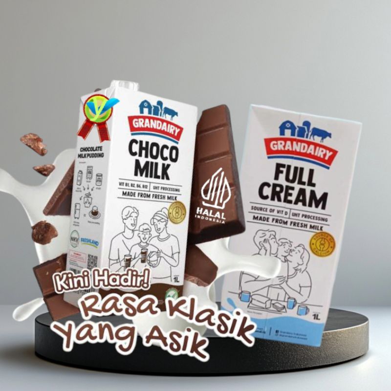 

susu uht full cream & choco milk 1liter grandairy termurah